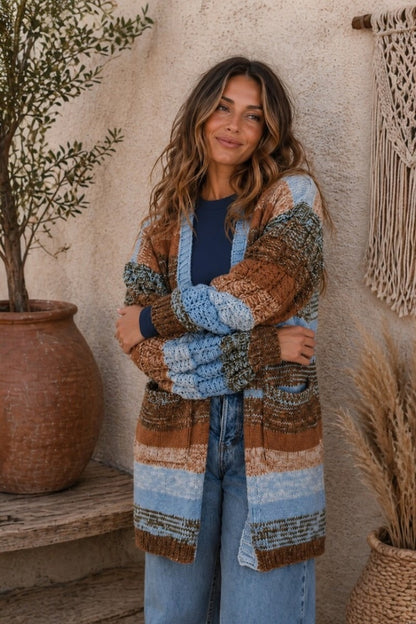 Sundrift Stripe Knit Cardigan Sky