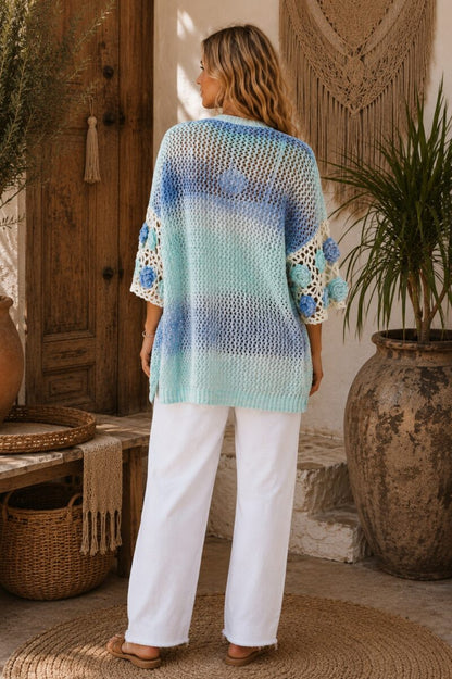 Seafoam Bloom Crochet Cardigan