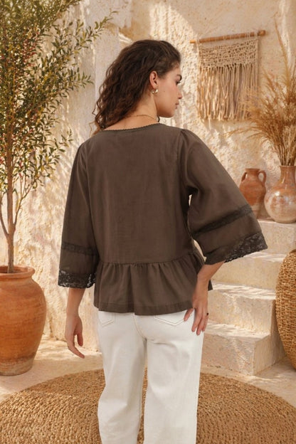 Indira Lace Blouse Chocolate