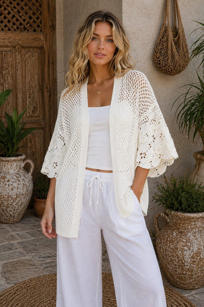 Ivory Crochet Knit Cardi