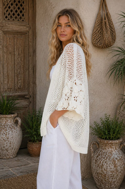 Ivory Crochet Knit Cardi