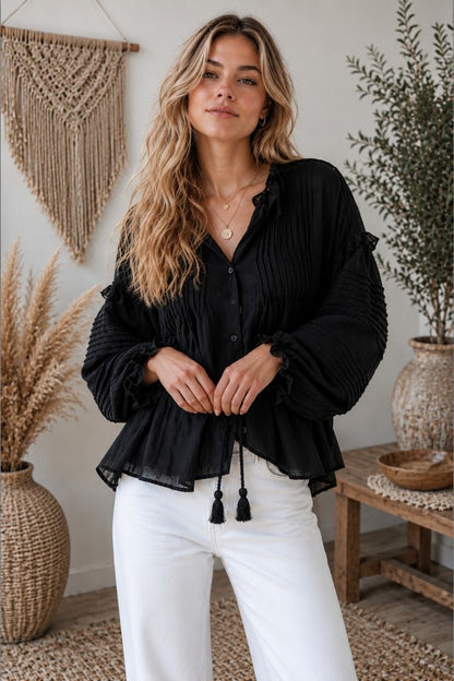 Nomad Black Boho Blouse