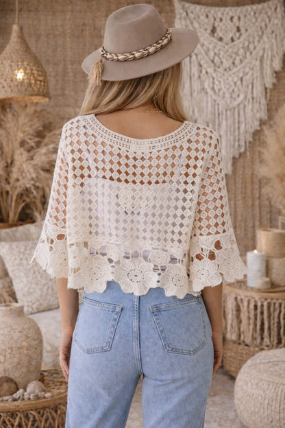 Marlow Crochet Lace Top Natural