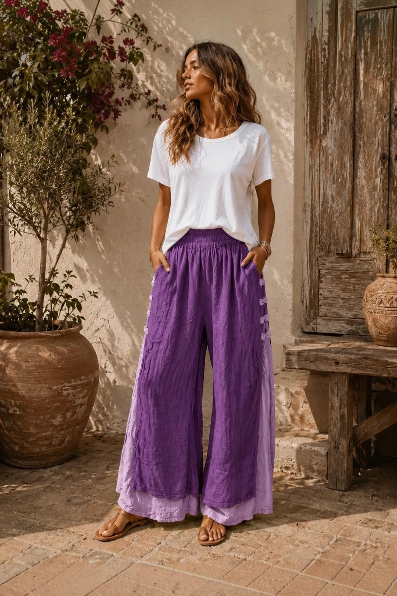 Nomad Drift Cotton Wide Leg Pants Purple