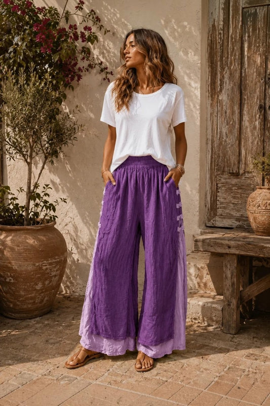 Nomad Drift Cotton Wide Leg Pants Purple