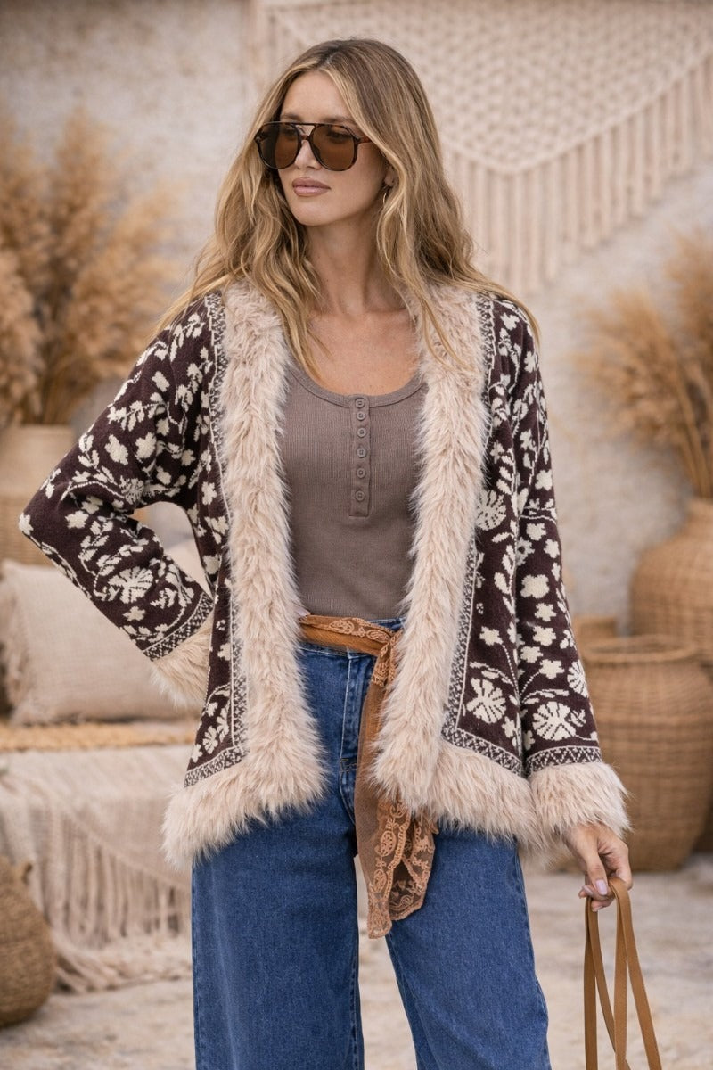 Golden Dune Knit Jacket Coffee