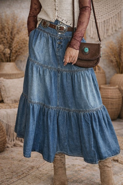 Indigo Drift Maxi Skirt