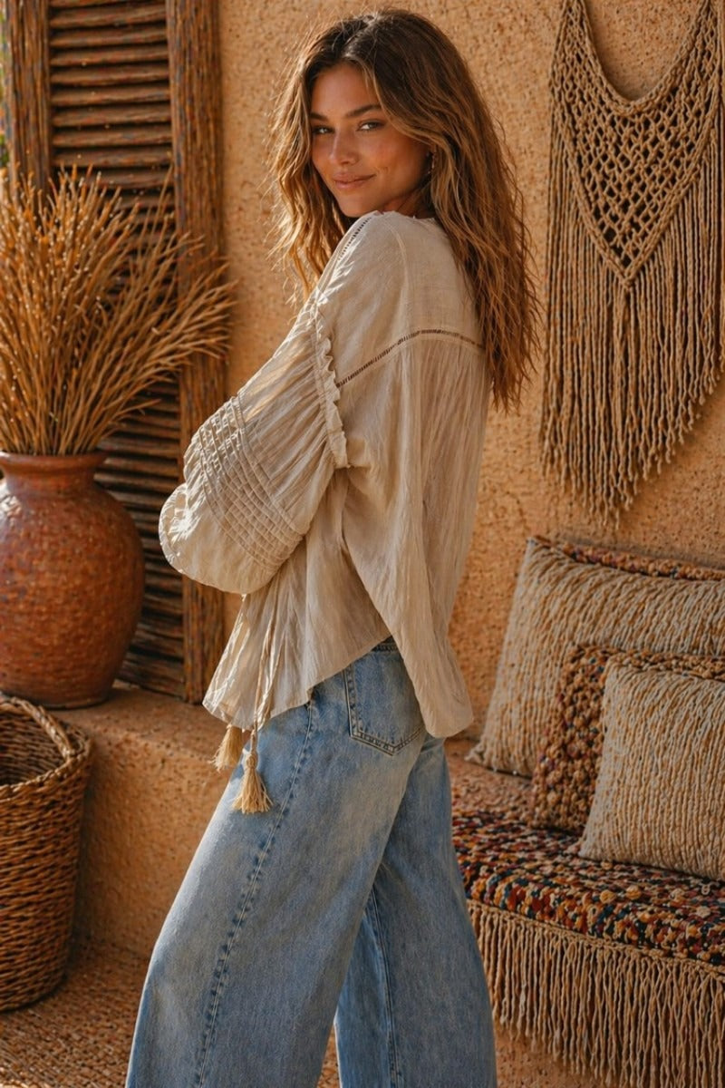 Nomad Mocha Boho Blouse