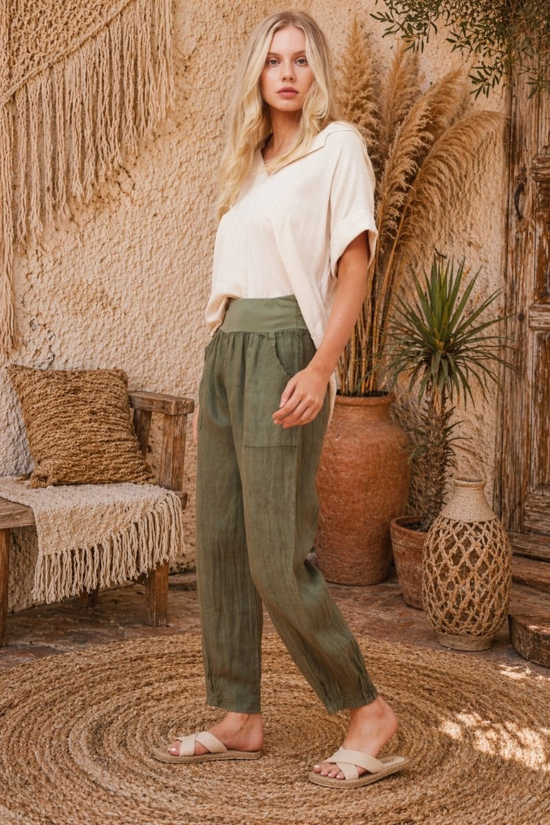 Amalfi Linen Pants Khaki