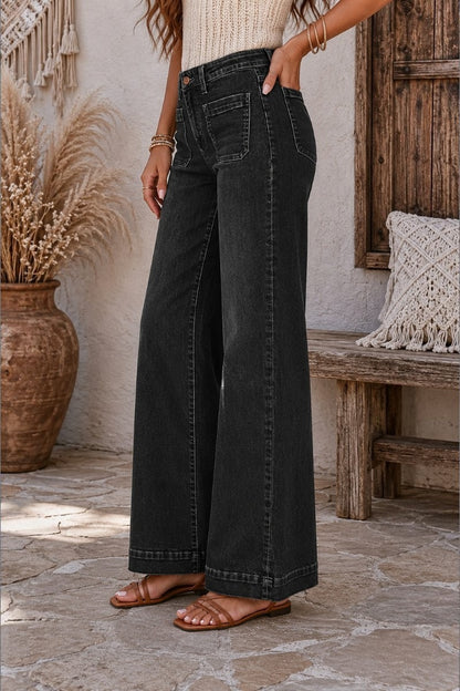 Midnight Wanderer Stretch Wide Leg Jeans