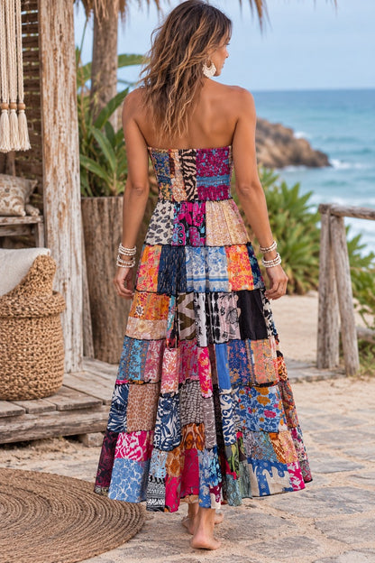 Gypsy Soul Patchwork Maxi Dress Bohemian Mosaic PWD2