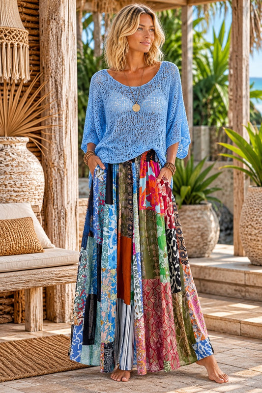Earthweave Knit Top Denim Blue