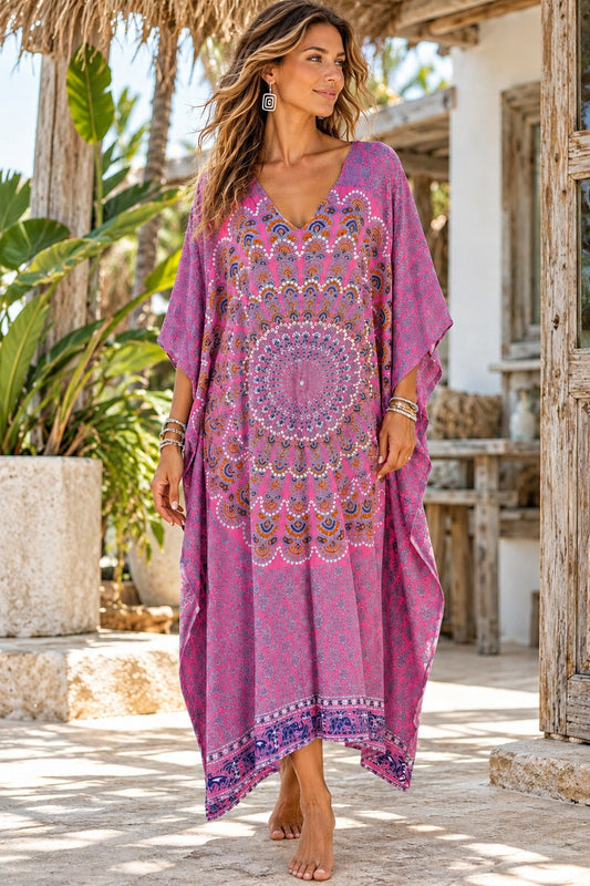 Sahara Soul Hand Beaded Kaftan Pink