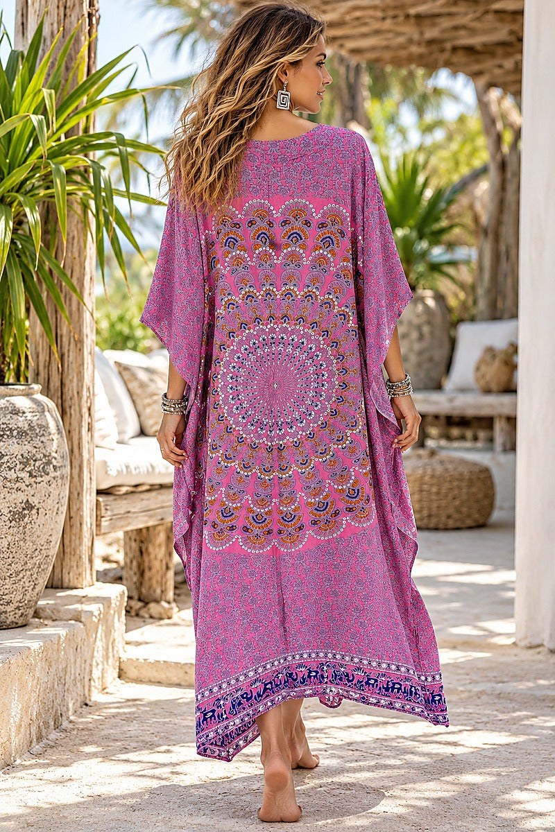Sahara Soul Hand Beaded Kaftan Pink