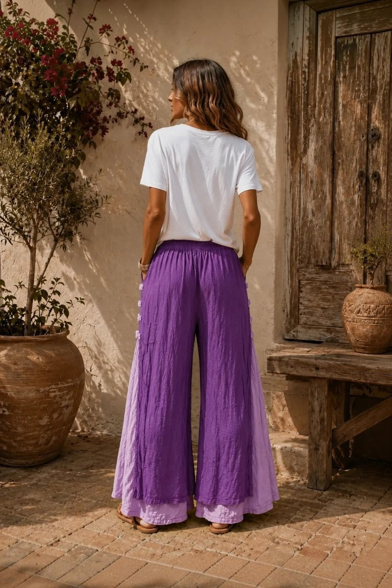Nomad Drift Cotton Wide Leg Pants Purple