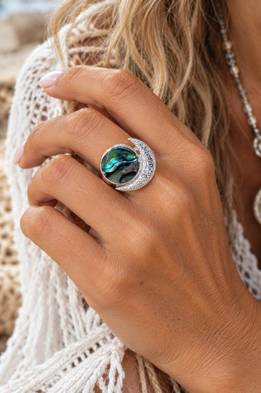 Ocean Moon Silver Plated Ring