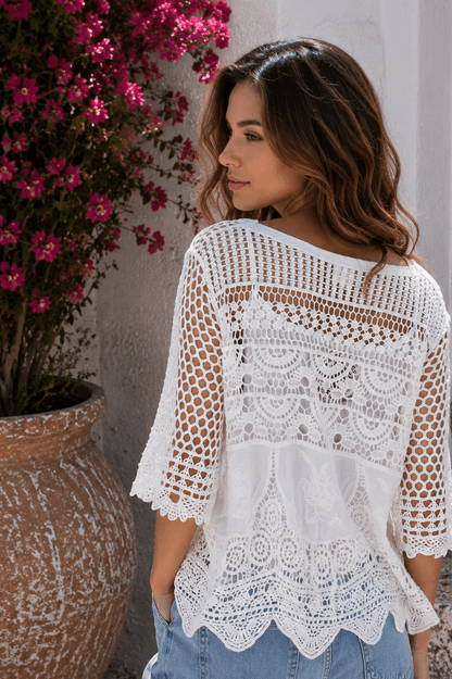White Marbella Lace Top