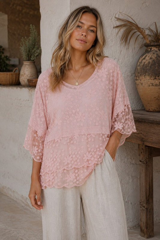 Blush Wildflower Lace Top