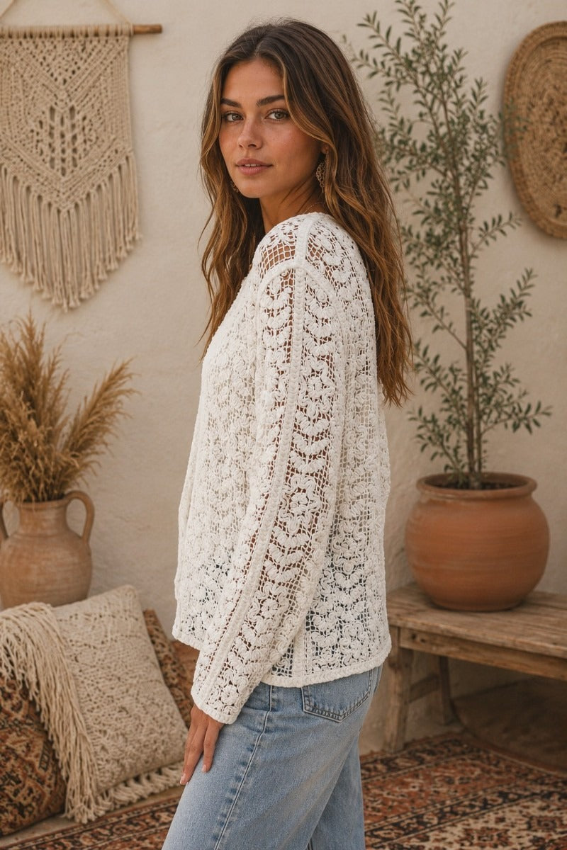 Woodstock Moonflower Lace Top White