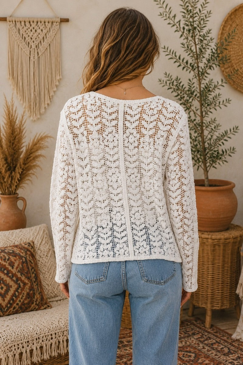 Woodstock Moonflower Lace Top White