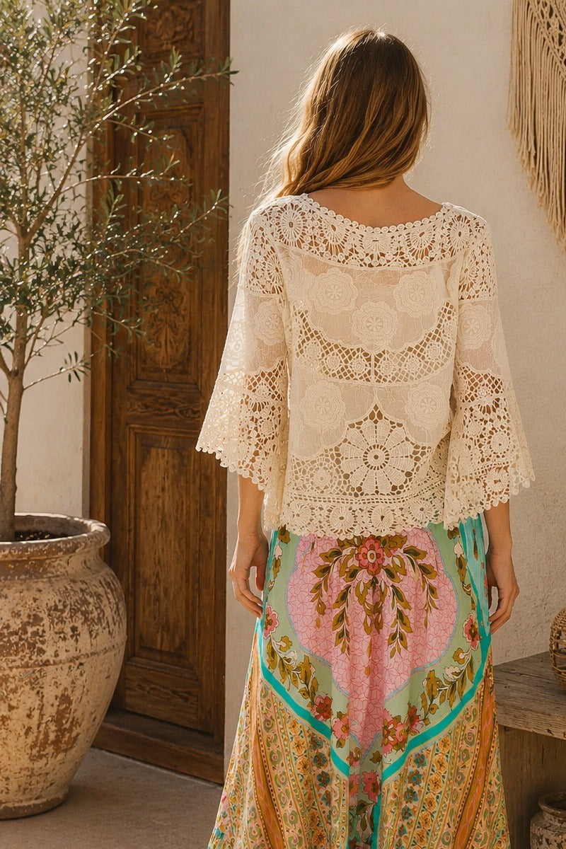 Santorini Bloom Maxi Skirt