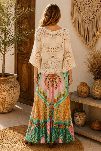 Santorini Bloom Maxi Skirt