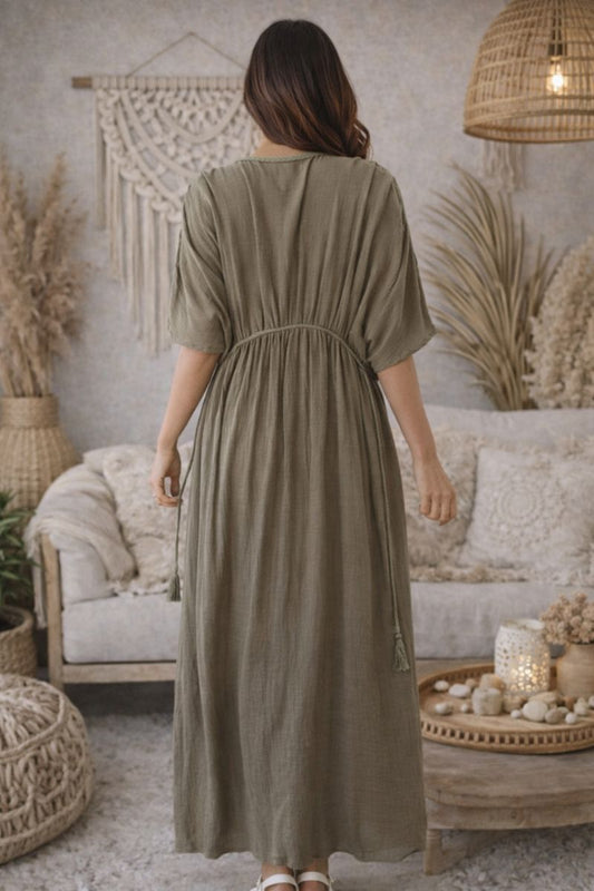 Boho Resort Maxi Dress Khaki