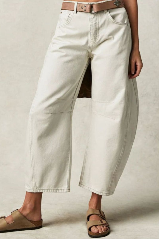 Byron Barrel Jeans White