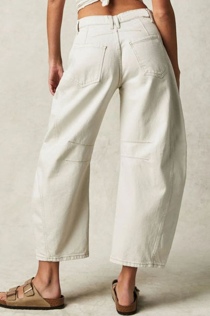 Byron Barrel Jeans White