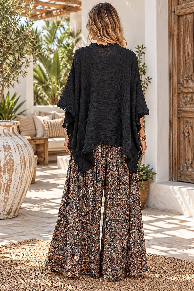 Wanderlust Boho Flow Pants – Black Brown