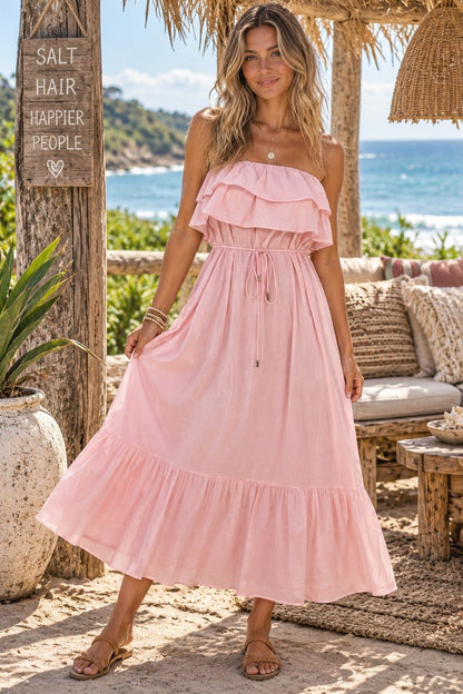 Blush Tides Cotton Maxi Dress