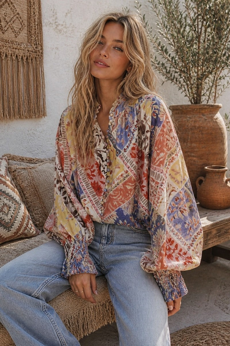 Wanderlust Patch Blouse Desert Bloom