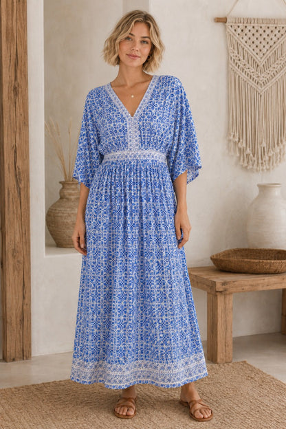 Santorini Skies Maxi Dress