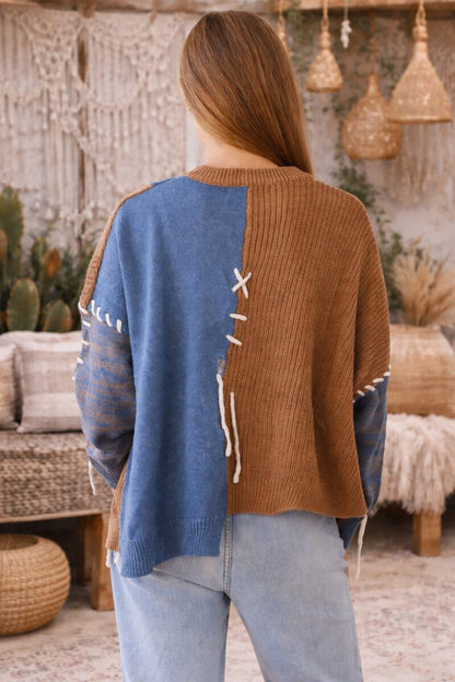 Sundown Patchwork Knit Blue