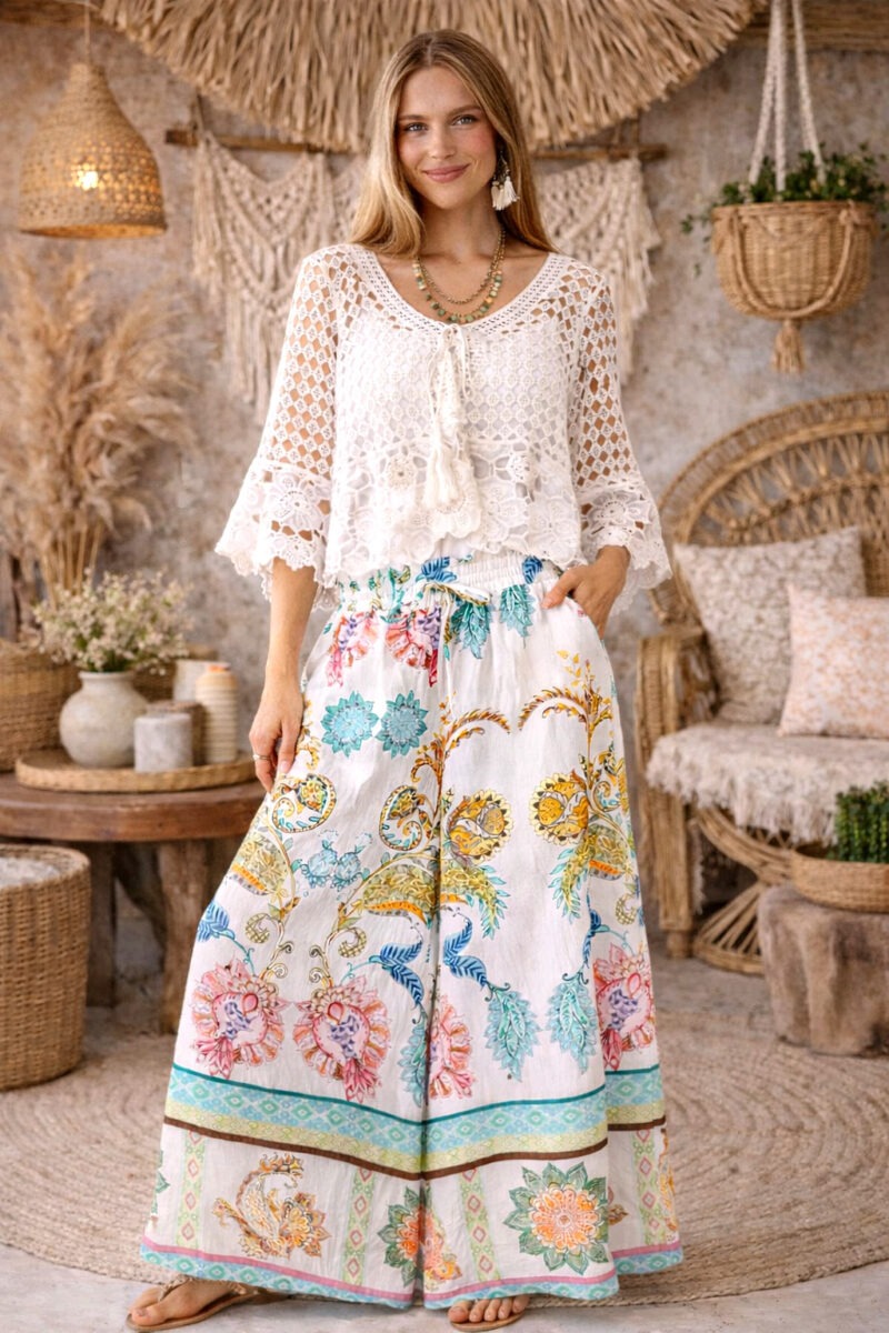 Marlow Crochet Lace Top White