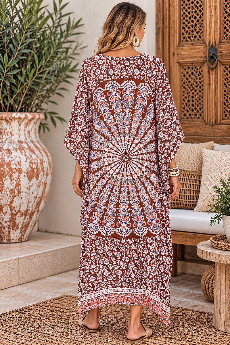 Sahara Soul Hand Beaded Kaftan Chocolate