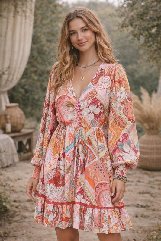 Valencia Patchwork Mini Dress