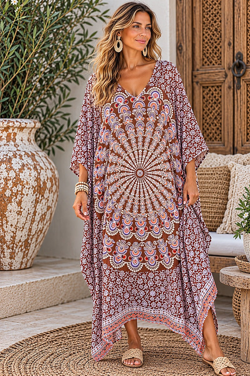 Sahara Soul Hand Beaded Kaftan Chocolate