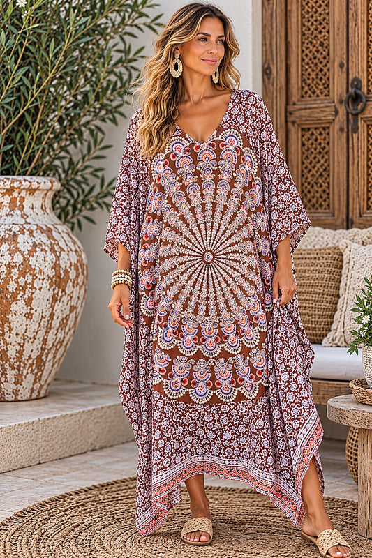 Sahara Soul Hand Beaded Kaftan Chocolate