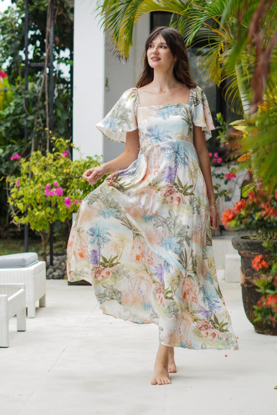 Azure Palm Maxi Dress