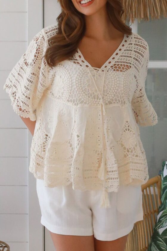 Isla Crochet Top Natural
