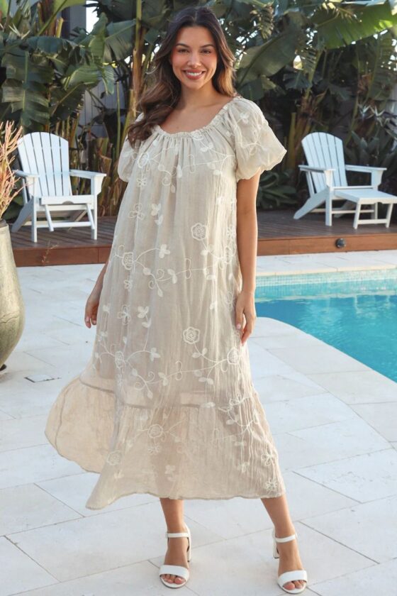 Desert Bloom Dress Natural