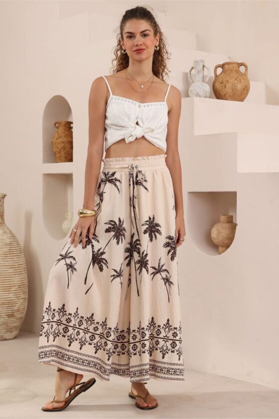 Coastal Palm Palazzo Pants