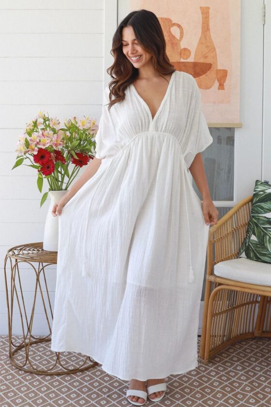 Boho Resort Maxi Dress White