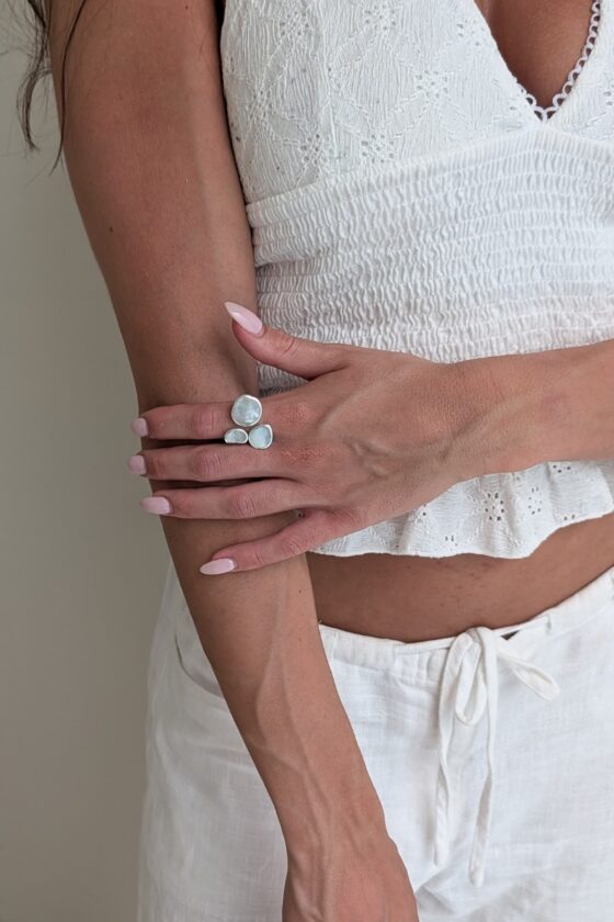 Trinity Shell Adjustable Ring White