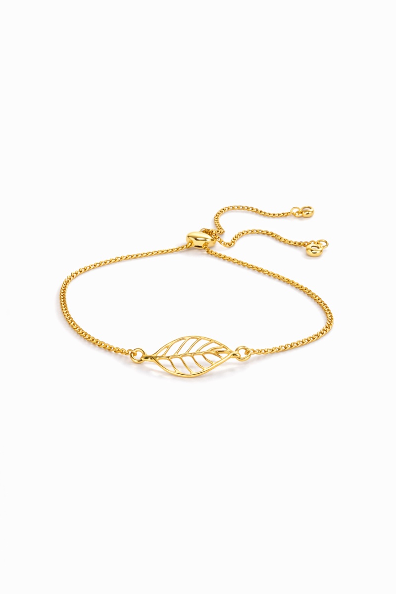 Golden Whisper Leaf Adjustable Bracelet - Image 2